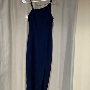 Elegant Navy Blue One-Shoulder Dress